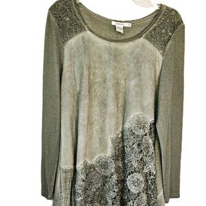 Feratelli Lagenlook Assymeterical Drop Waist Whimsical Tunic Top Size M